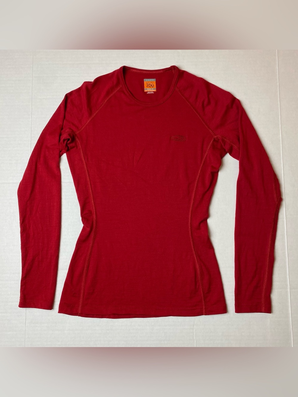 Icebreaker Bodyfit 200 Long Sleeve Shirt Womens XS Red 100% Merino Wool